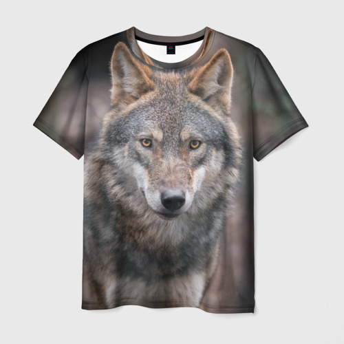 Мужская футболка с принтом Wolf, вид спереди №1