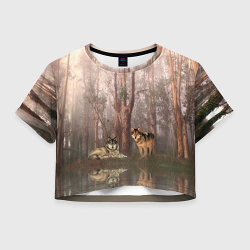 Женская футболка Crop-top 3D Forest, цвет 3D печать