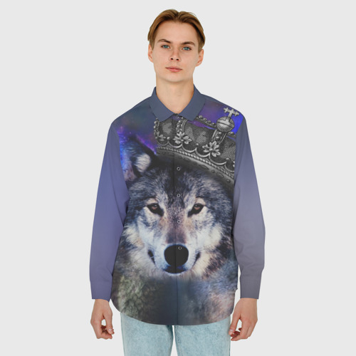 Мужская рубашка oversize 3D King Wolf, цвет белый - фото 3