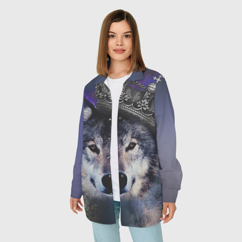 Женская рубашка oversize 3D King Wolf, цвет белый - фото 3