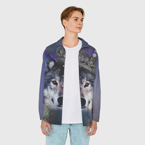 Мужская рубашка oversize 3D King Wolf, цвет белый - фото 5