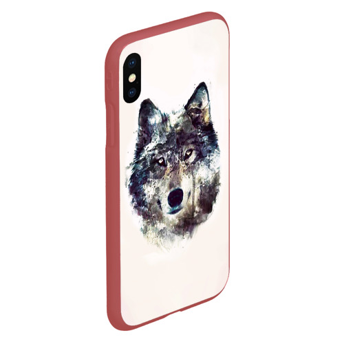 Чехол для iPhone XS Max матовый Волк, цвет красный - фото 3