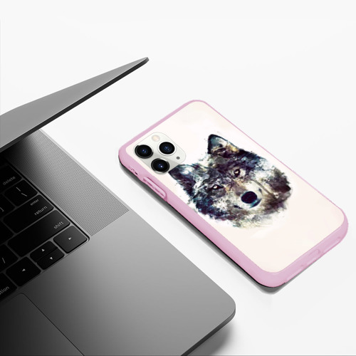 Чехол для iPhone 11 Pro Max матовый Волк, цвет розовый - фото 5