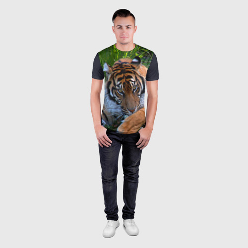 Мужская футболка 3D Slim Скромный тигр, цвет 3D печать - фото 4