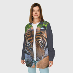 Женская рубашка oversize 3D Скромный тигр - фото 2