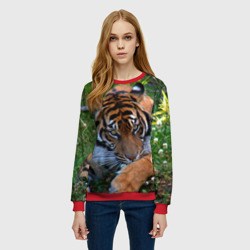 Женский свитшот 3D Скромный тигр - фото 2