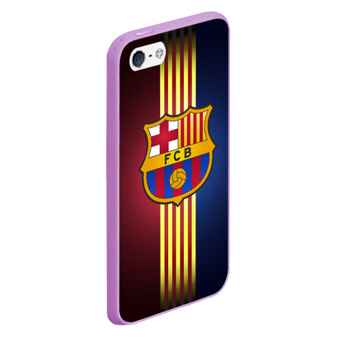 Чехол для iPhone 5/5S матовый Barcelona FC, цвет сиреневый - фото 3