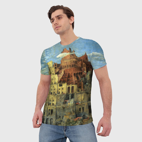 Мужская футболка 3D Вавилонская башня, цвет 3D печать - фото 3