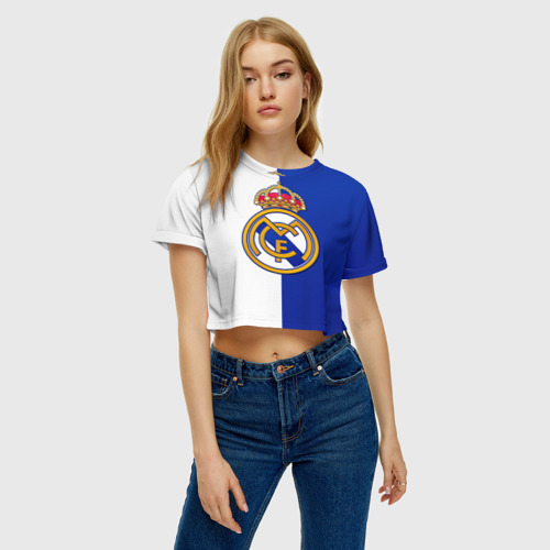 Женская футболка Crop-top 3D Real Madrid, цвет 3D печать - фото 4