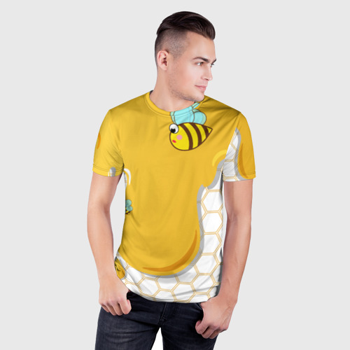 Мужская футболка 3D Slim Пчелки, цвет 3D печать - фото 3