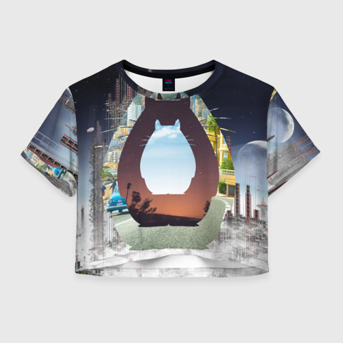 Женская футболка Crop-top 3D Totoro, цвет 3D печать