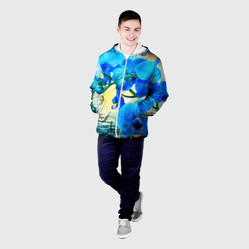 Мужская куртка 3D Орхидеи, цвет 3D печать - фото 3