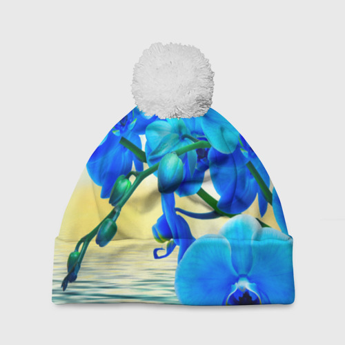 Шапка 3D c помпоном Орхидеи, цвет 3D печать