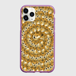 Чехол для iPhone 11 Pro матовый Фрактал из Doge мем узор