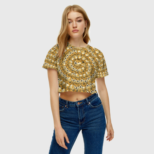 Женская футболка Crop-top 3D Фрактал из Doge, цвет 3D печать - фото 3