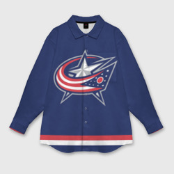 Женская рубашка oversize 3D Columbus Blue Jackets