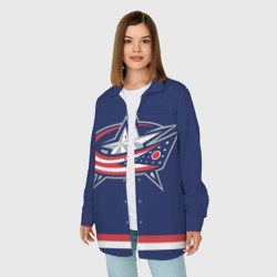 Женская рубашка oversize 3D Columbus Blue Jackets - фото 2