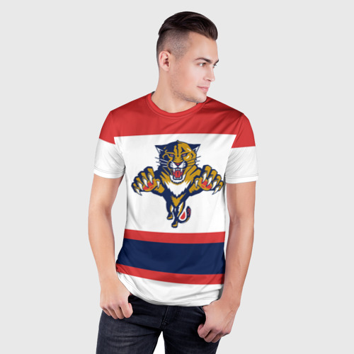 Мужская футболка 3D Slim Florida Panthers white, цвет 3D печать - фото 3