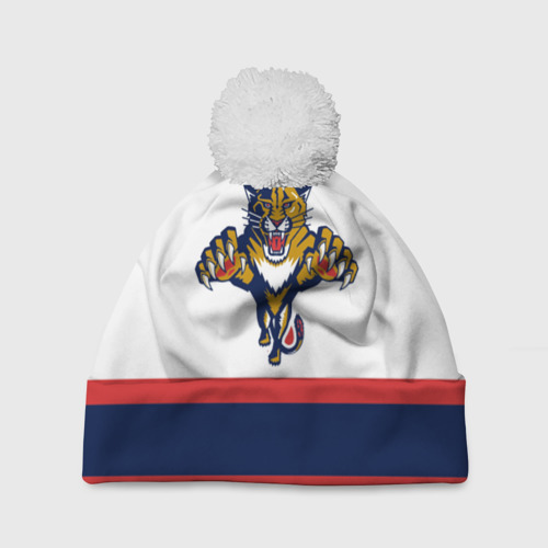 Шапка 3D c помпоном Florida Panthers white, цвет 3D печать