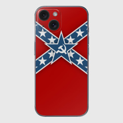 Чехол для iPhone 15 силиконовый с защитой камеры Флаг советской конфедерации