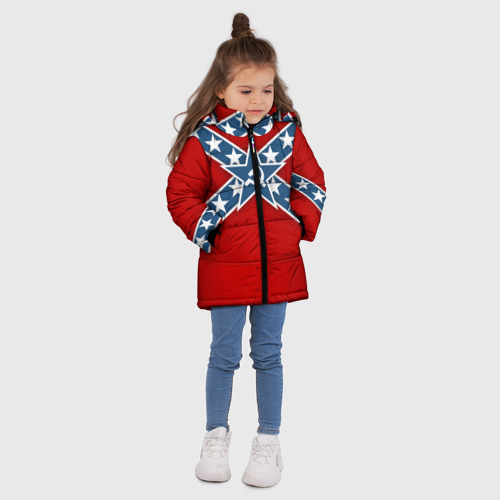 Зимняя куртка для девочек 3D Флаг советской конфедерации, цвет черный - фото 5