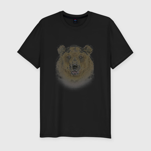 Мужская футболка хлопок Slim Медведь из шестиугольников, цвет черный