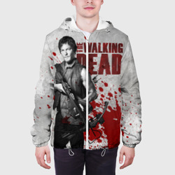 Куртка с принтом Walking Dead для мужчины, вид на модели спереди №3. Цвет основы: белый
