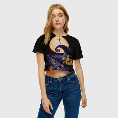 Женская футболка Crop-top 3D Nightmare before christmas, цвет 3D печать - фото 3