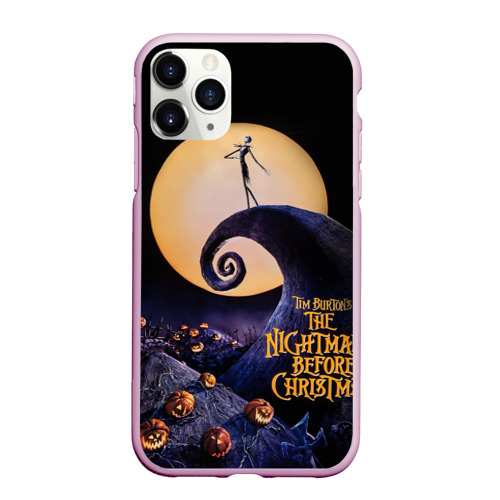 Чехол для iPhone 11 Pro Max матовый Nightmare before christmas, цвет розовый