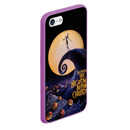 Чехол для iPhone 5/5S матовый Nightmare before christmas, цвет фиолетовый - фото 3