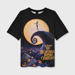 Женская футболка oversize 3D Nightmare before christmas