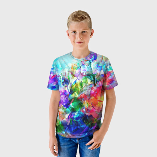 Детская футболка 3D Стеклянные цветы - фото 3