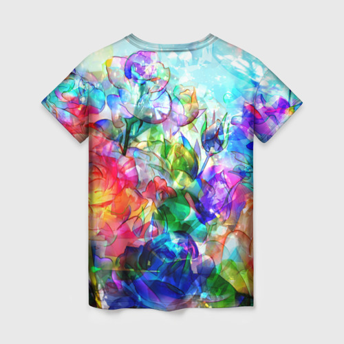 Женская футболка 3D Стеклянные цветы, цвет 3D печать - фото 2