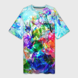 Платье-футболка 3D Стеклянные цветы
