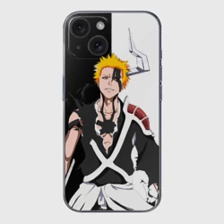 Чехол для iPhone 15 силиконовый с защитой камеры Ичиго Куросаки. Bleach