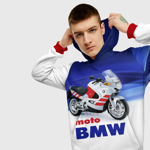 Мужская толстовка 3D Moto BMW, цвет красный - фото 5