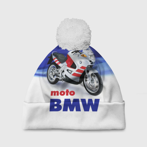 Шапка 3D c помпоном Moto BMW, цвет 3D печать