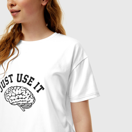 Женская футболка хлопок Oversize Мозг, цвет белый - фото 3