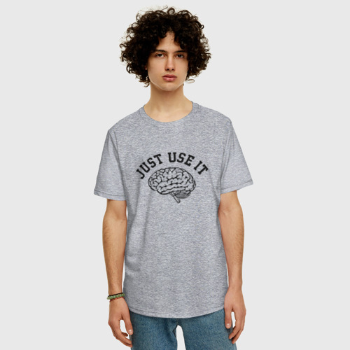 Мужская футболка хлопок Oversize Мозг, цвет меланж - фото 3