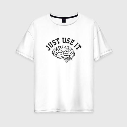 Женская футболка хлопок Oversize Мозг, цвет белый