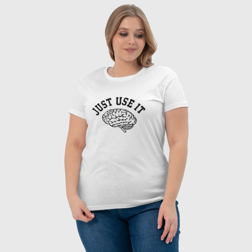 Женская футболка хлопок Мозг, цвет белый - фото 6