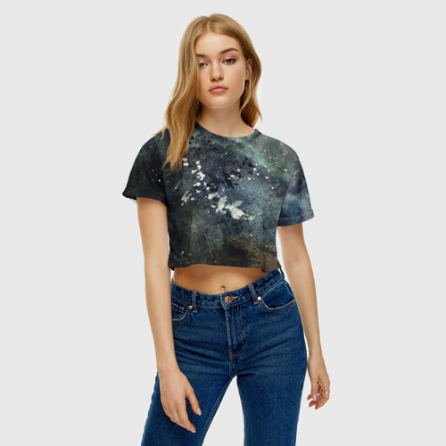 Женская футболка Crop-top 3D Капли краски, цвет 3D печать - фото 4