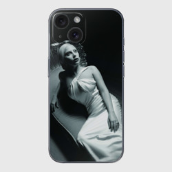 Чехол для iPhone 15 силиконовый с защитой камеры Lady Gaga