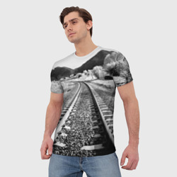 Мужская футболка 3D Железная дорога - фото 2