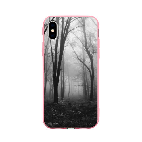Чехол для iPhone X матовый Туман в лесу