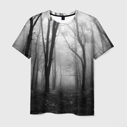 Мужская футболка 3D Туман в лесу