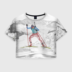 Женская футболка Crop-top 3D Спортсмен биатлонист