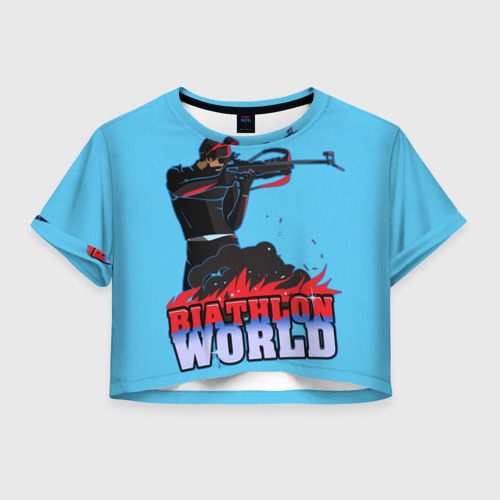 Женская футболка Crop-top 3D biathlon world, цвет 3D печать