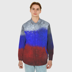 Мужская рубашка oversize 3D Триколор Краской на земле - фото 2