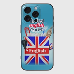 Чехол для iPhone 16 Pro силиконовый с защитой камеры Учителю Английского языка